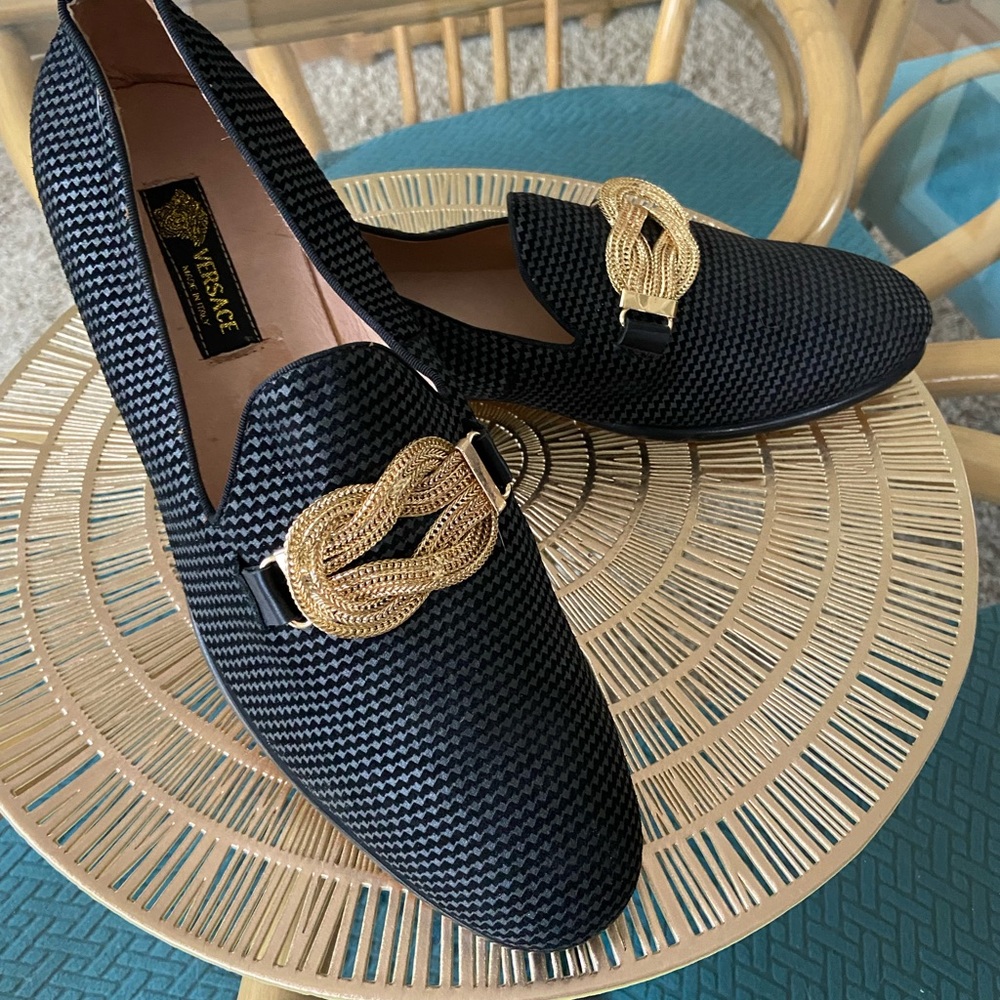 Embossed leather Versace loafers
